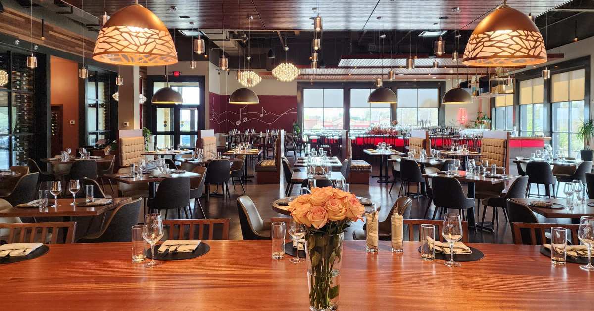 inside of a spacious restaurant dining room